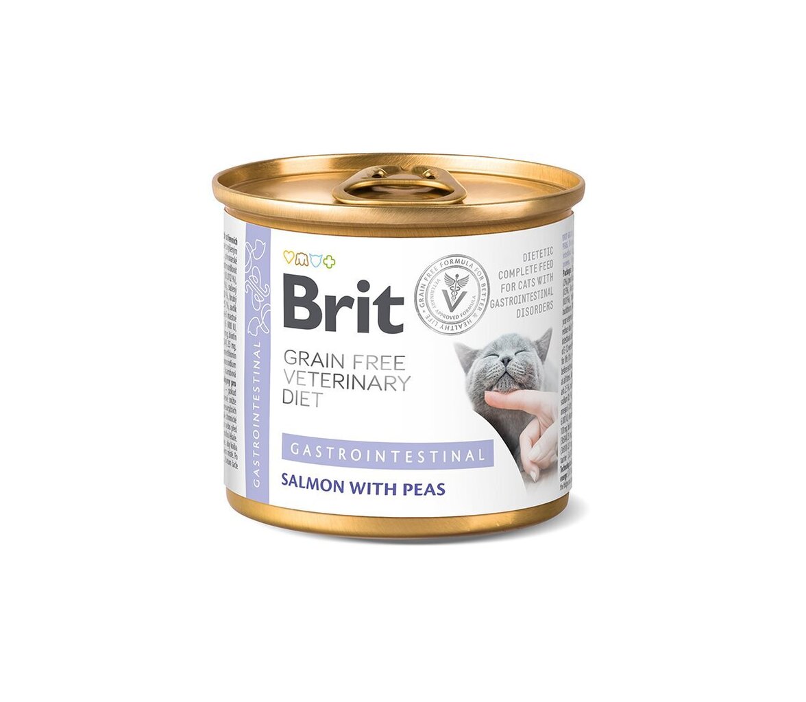 Brit GF Veterinary Diets Gastrointestinal märgtoit seedeprobleemidega kassidele, 200 g x 12 hind ja info | Konservid kassidele | kaup24.ee