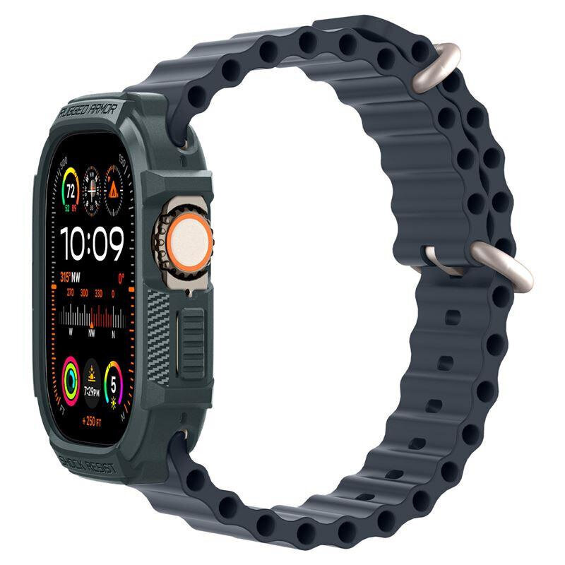 Spigen Rugged Armor ümbris Apple Watch Ultra 1/2 (49 mm) jaoks - tumeroheline цена и информация | Nutikellade ja nutivõrude tarvikud | kaup24.ee