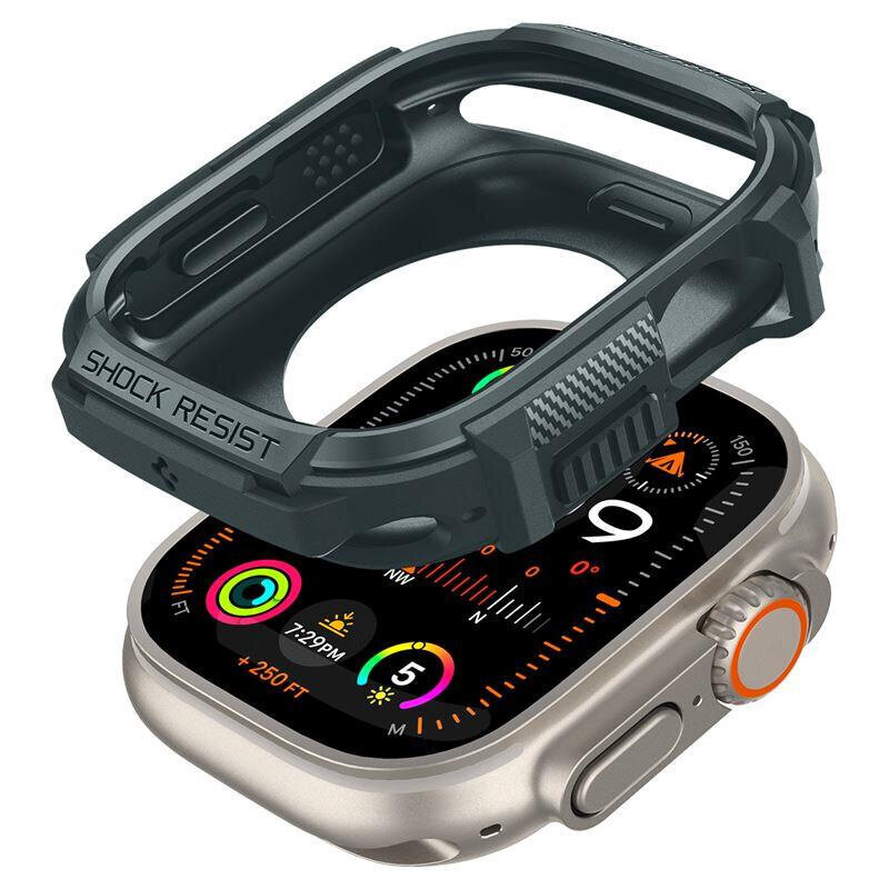 Spigen Rugged Armor ümbris Apple Watch Ultra 1/2 (49 mm) jaoks - tumeroheline цена и информация | Nutikellade ja nutivõrude tarvikud | kaup24.ee