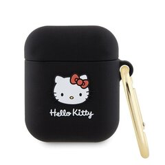 Hello Kitty HKA23DKHSK Airpods 1|2 cover czarny|black Silicone 3D Kitty Head цена и информация | Аксессуары для наушников | kaup24.ee