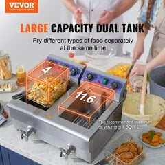 Фритюрница Vevor, 3000/3000W, 12L цена и информация | Фритюрницы | kaup24.ee