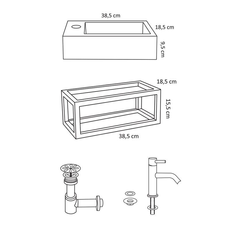 Valamukomplekt Differenz Juti Betoon 38,5 cm цена и информация | Kraanikausid, valamud | kaup24.ee