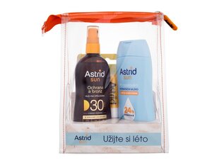 Komplekt Astrid Oil Summer Set: päikesekaitseõli Sun SPF30, 200 ml + päevitusjärgne piim beeta-karoteeniga Sun, 200 ml + huulepalsam SPF25, 4,8 g hind ja info | Päikesekreemid | kaup24.ee