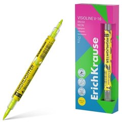 Маркер текстовый двухсторонний ErichKrause Visioline V-16 Brush Neon, 0,5-3,5мм, желтый, 1 шт. цена и информация | Письменные принадлежности | kaup24.ee