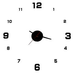 Настенные часы черного цвета, 4 большие цифры цена и информация | Часы | kaup24.ee