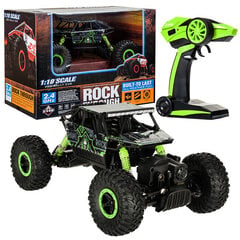Raadio teel juhitav maastikuauto Rock Crawler, roheline hind ja info | Poiste mänguasjad | kaup24.ee