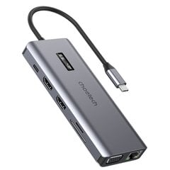 Многофункциональный адаптер, 12 в 1, Choetech HUB-M261 HUB, с дисплеем USB-C USB-A VGA AUX SD TF, серый цена и информация | Адаптеры и USB-hub | kaup24.ee