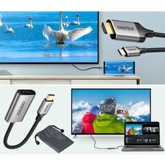 Переходник HUB, Choetech HUB-H121, USB Type-C to HDMI, 2.0 + HDMI кабель, 2 м, серый цена и информация | Адаптеры и USB-hub | kaup24.ee