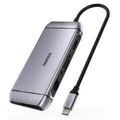 Многофункциональный кардридер, 90 в 1, Choetech HUB-M151, USB HUB SD и TF, HDMI 4K VGA Full HD RJ45, серый цена и информация | Адаптеры и USB-hub | kaup24.ee