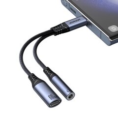 Joyroom SY-C021, USB-C-lt USB-C-le / minipesa 3,5 mm, must hind ja info | USB jagajad, adapterid | kaup24.ee