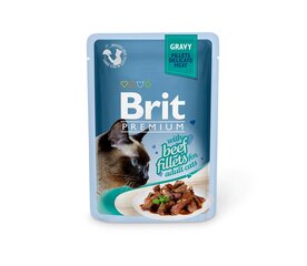 Brit Premium Delicate Fillets in Gravy Beef влажный корм для кошек, 85 г x 12 цена и информация | Кошачьи консервы | kaup24.ee