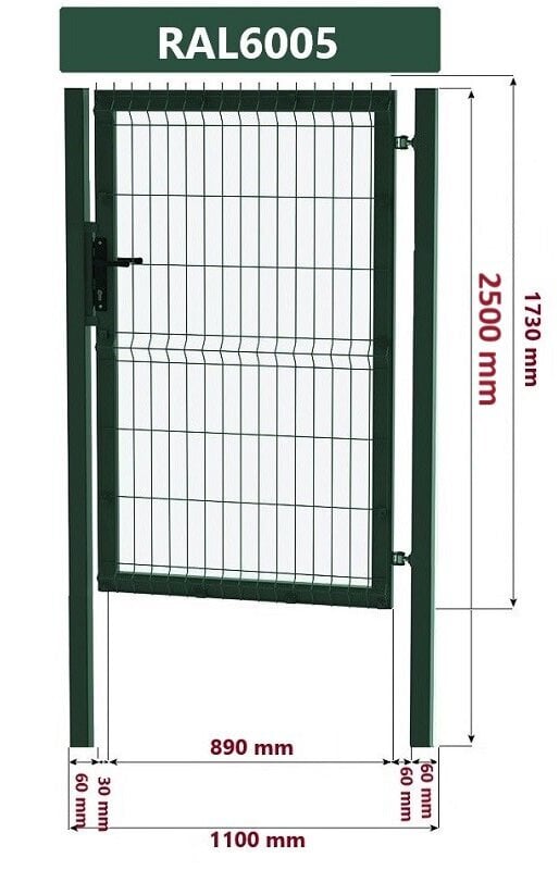 Segmentvärav 1000 x 1730 mm, roheline цена и информация | Aiad ja tarvikud | kaup24.ee