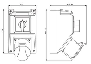 Выключатель с розеткой 0-I 16A/4 2x230V ZI04R111 цена и информация | Аксессуары для компонентов | kaup24.ee