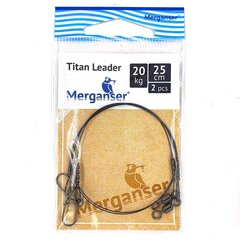 Поводок Merganser титановый, 20 кг, 25 см, 2 шт цена и информация | Крючки для рыбалки | kaup24.ee