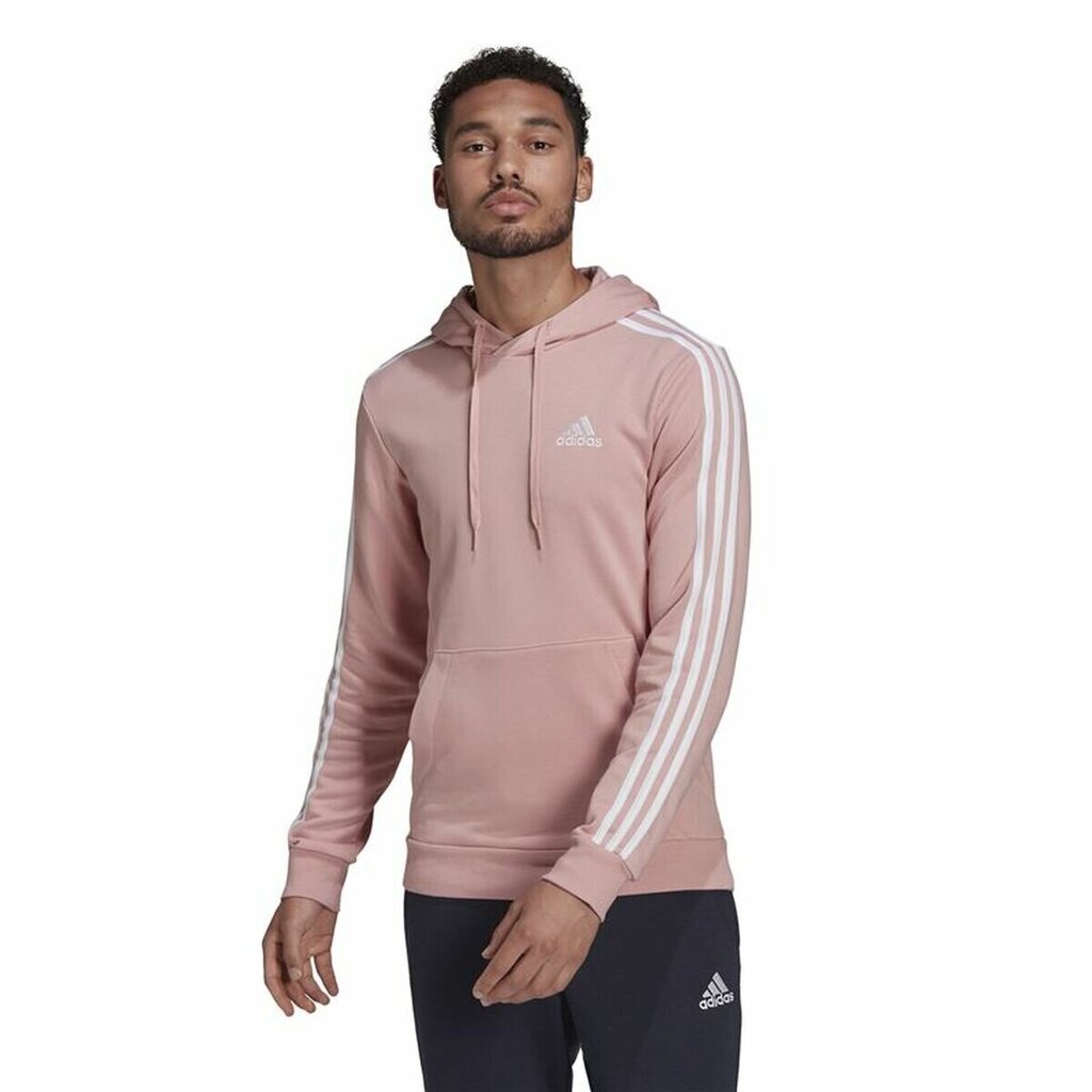 Dressipluus kapuutsiga, meeste Adidas Essentials Wonder Mauve 3 Stripes Roosa hind ja info | Meeste pusad | kaup24.ee