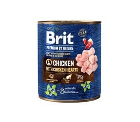 Brit Premium by Nature Chicken with Hearts märgtoit koertele, 400 g hind ja info | Konservid koertele | kaup24.ee