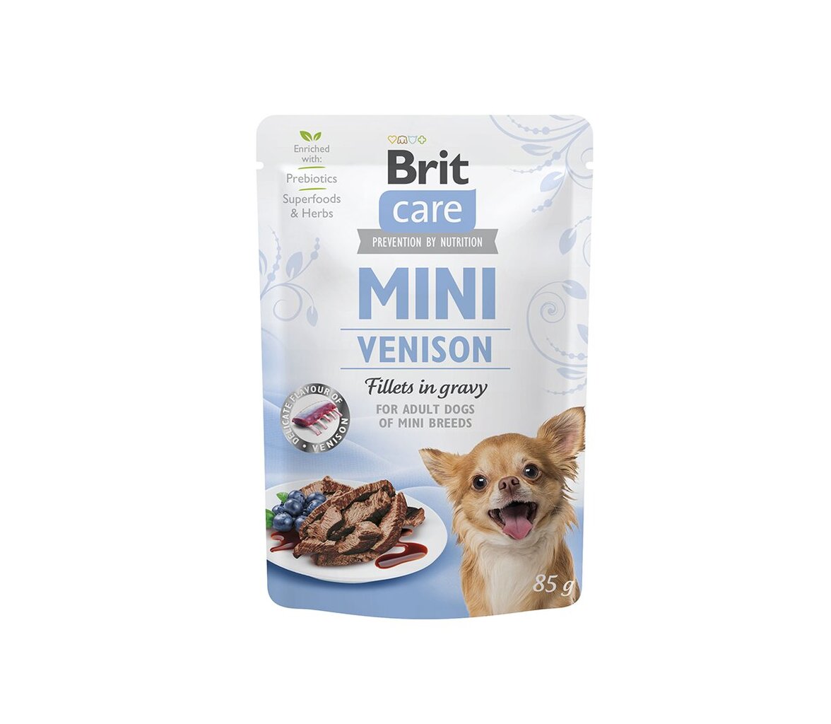 Brit Care Mini Venison fillets in gravy märgtoit, väikest tõugu koertele, 85 g x 24 hind ja info | Konservid koertele | kaup24.ee