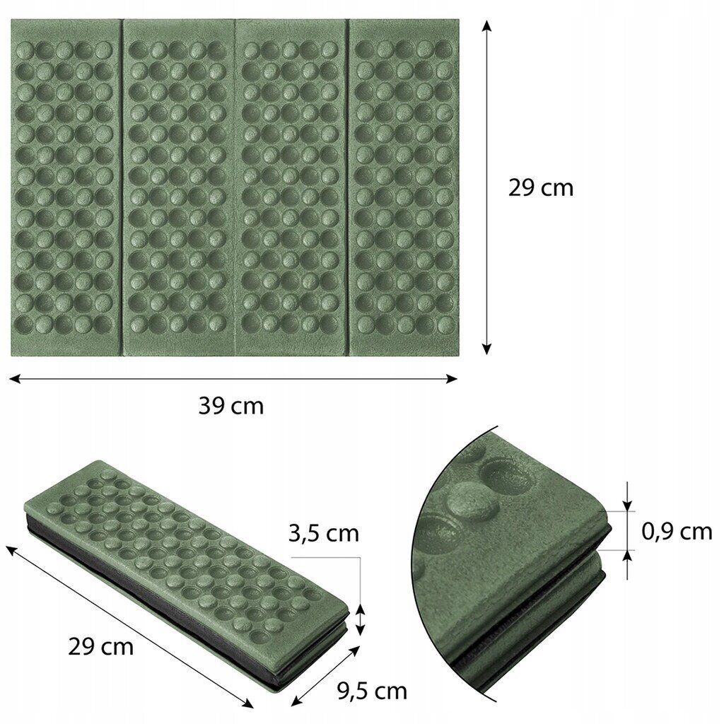 Kokkupandav isoleermatt istumiseks Nils Camp, 29x35x0,9 cm, roheline цена и информация | Matkamadratsid, matkamatid | kaup24.ee