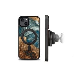 Wood and Resin Case for iPhone 14 MagSafe Bewood Unique Planet Earth - Blue-Green цена и информация | Чехлы для телефонов | kaup24.ee