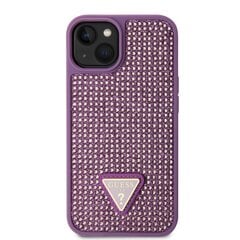 Guess Rhinestones Triangle Metal Logo Case for iPhone 15 Plus Purple цена и информация | Чехлы для телефонов | kaup24.ee