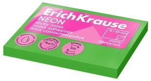 Клейкая лента для записей NEON, ErichKrause, 50х75мм, 100 листов, цвет неоновый зеленый сп. цена и информация | Канцелярские товары | kaup24.ee