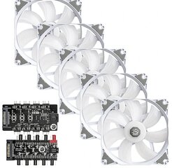 Bitspower Notos 120 Fan Digital RGB White 5 Pack (BPTA-FX1812NTWH-5) цена и информация | Компьютерные вентиляторы | kaup24.ee