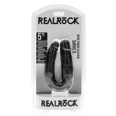 Двойной фаллоимитатор RealRock U Shaped Double Dildo 5, черный цена и информация | Фаллоимитаторы | kaup24.ee