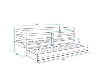 Lastevoodi ilma madratsita BMS11BB, 80x190 cm, valge hind ja info | Lastevoodid | kaup24.ee