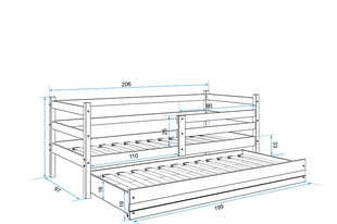 Детская кроватка без матраса BMS12BR, 90x200 см, белый/розовый цена и информация | Детские кровати | kaup24.ee