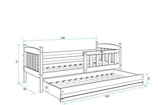 Lastevoodi ilma madratsita BMS13PRB, 80x190 cm, helepruun/valge hind ja info | Lastevoodid | kaup24.ee