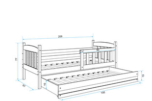 Lastevoodi ilma madratsita BMS14PRB, 90x200 cm, helepruun/valge hind ja info | Lastevoodid | kaup24.ee