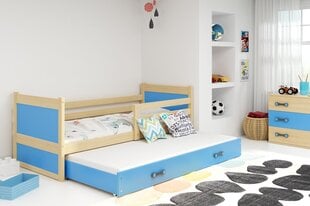 Детская кроватка без матраса BMS25ZI, 80x190 см, светло коричневый/синий цена и информация | Детские кровати | kaup24.ee