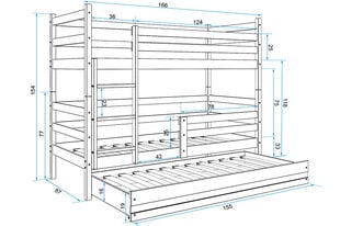 Lastevoodi ilma madratsita BMS43PRB, 80x160 cm, helepruun/valge hind ja info | Lastevoodid | kaup24.ee