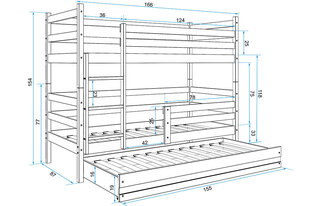 Lastevoodi ilma madratsita BMS43PRZI, 80x160 cm, helepruun/sinine hind ja info | Lastevoodid | kaup24.ee