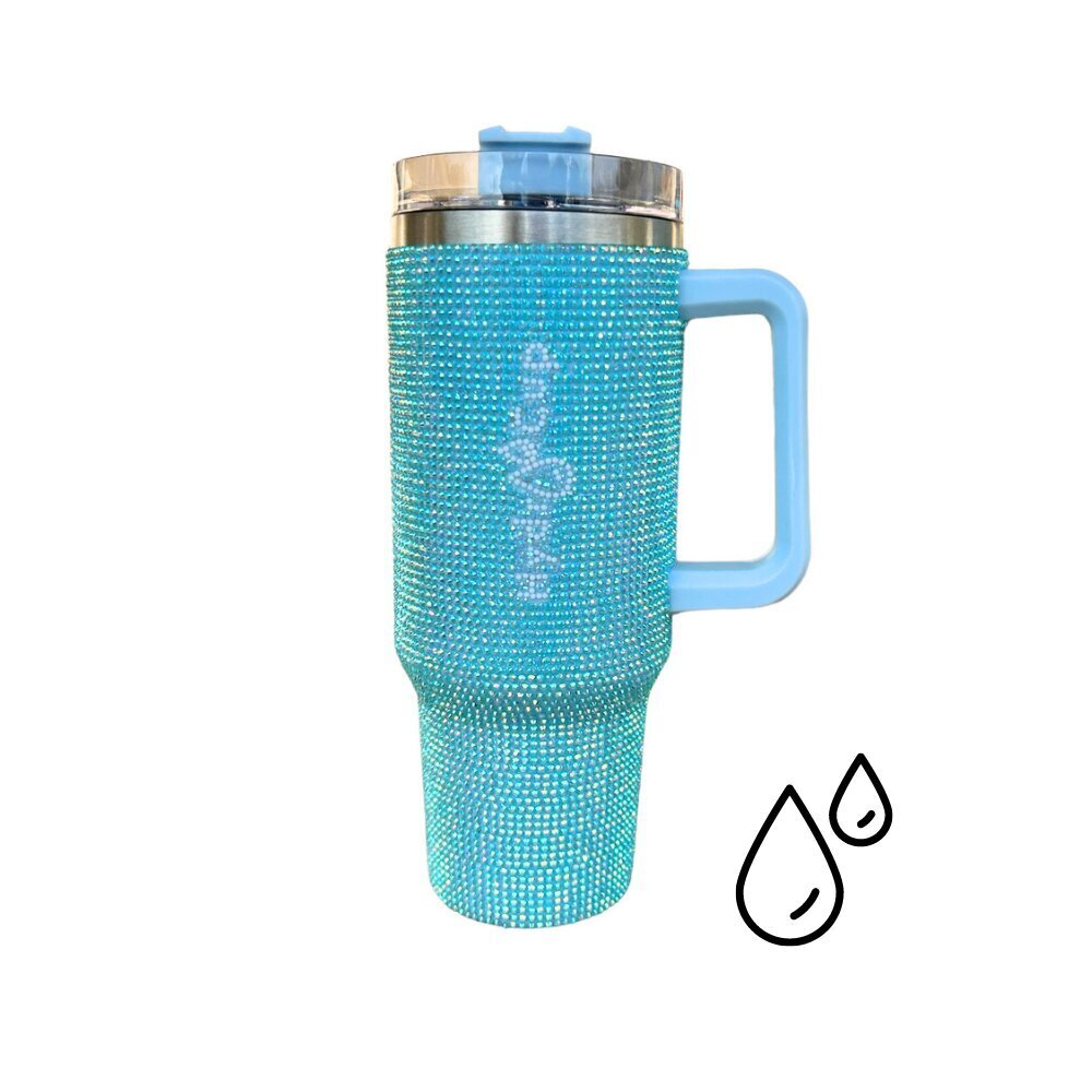 HydroCup kõrrega termokruus XL 1200ml, kristallidega hele sinine цена и информация | Termosed, termostassid | kaup24.ee