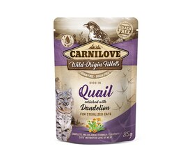 Carnilove Quail Dandelion Sterilized беззерновой влажный корм для стерилизованных кошек, 85 г x 12 цена и информация | Кошачьи консервы | kaup24.ee