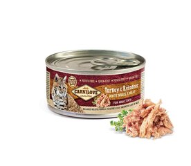 Carnilove Turkey&Reindeer teraviljavaba, märgtoit kassidele, 100 g x 4 hind ja info | Konservid kassidele | kaup24.ee