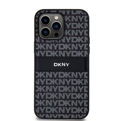 DKNY PU Leather Repeat Pattern Tonal Stripe Case for iPhone 14 Pro Black цена и информация | Чехлы для телефонов | kaup24.ee