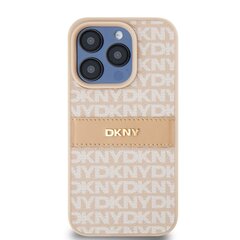 DKNY PU Leather Repeat Pattern Tonal Stripe Case for iPhone 15 Pro Pink цена и информация | Чехлы для телефонов | kaup24.ee