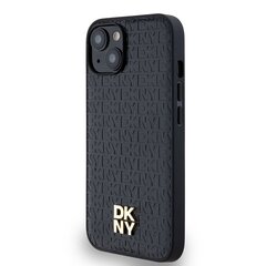 DKNY PU Leather Repeat Pattern Stack Logo MagSafe Case for iPhone 15 Black цена и информация | Чехлы для телефонов | kaup24.ee