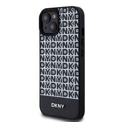 DKNY PU Leather Repeat Pattern Bottom Stripe MagSafe Case for iPhone 15 Black цена и информация | Чехлы для телефонов | kaup24.ee