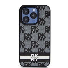 DKNY PU Leather Checkered Pattern and Stripe Case for iPhone 15 Pro Black цена и информация | Чехлы для телефонов | kaup24.ee