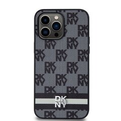 DKNY PU Leather Checkered Pattern and Stripe Case for iPhone 15 Pro Max Black цена и информация | Чехлы для телефонов | kaup24.ee