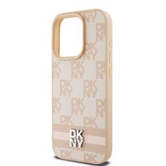 DKNY PU Leather Checkered Pattern and Stripe Case for iPhone 15 Pro Pink цена и информация | Чехлы для телефонов | kaup24.ee