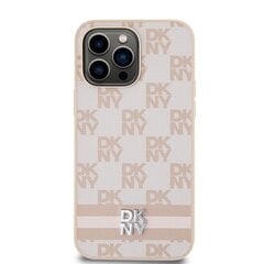 DKNY PU Leather Checkered Pattern and Stripe Case for iPhone 15 Pro Max Pink цена и информация | Чехлы для телефонов | kaup24.ee