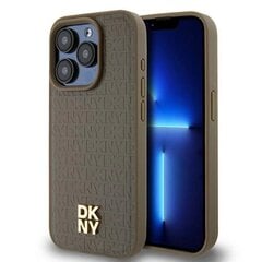 DKNY Leather Monogram Pattern Metal Logo MagSafe Case for iPhone 15 Pro - Brown цена и информация | Чехлы для телефонов | kaup24.ee