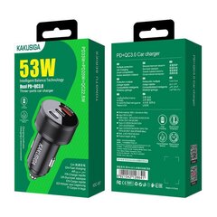 iKaku KSC-857 TONGTU Быстрая авто зарядка PD53W+QC22.5W с x3 портами Black цена и информация | Зарядные устройства для телефонов | kaup24.ee