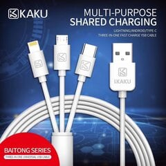 iKaku KSC-078 3в1 Type-C / Lightning / Micro USB провод для заряда 1m White цена и информация | Кабели для телефонов | kaup24.ee