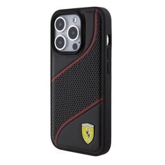 Ferrari PU Leather Perforated Slanted Line Case for iPhone 15 Pro Black цена и информация | Чехлы для телефонов | kaup24.ee