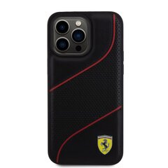 Ferrari PU Leather Perforated Slanted Line Case for iPhone 15 Pro Max Black цена и информация | Чехлы для телефонов | kaup24.ee